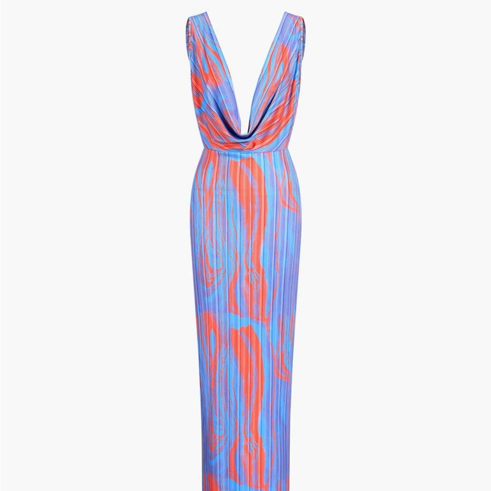 Commense Red and Blue Maxi Dress for Resort Wear